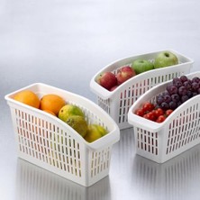 3'lü Organizer Seti - Midi Boy (Orta Boy) Beyaz Buzdolabı ve Mutfak Düzenleyici (13 x 29 x 17 Cm)