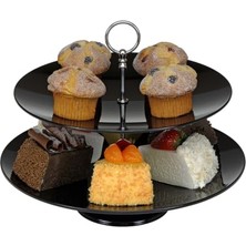 Gastrononull Pc Yuvarlak Servis Tepsisi 2 Parça - Siyah; 30 Cm/35 cm Çap
