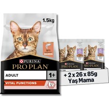 Somonlu Yetişkin Kedi Maması 1.5 kg + Purina Healthy Start Sos Içinde Hindi Etli Yavru Kedi Maması 85 G Pouch x 26 Adet x 2 Adet
