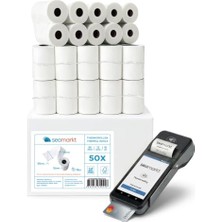 Ertürk Store 56X16 Yazar Kasa Pos Rulosu 50 Adet (5 Paket), Termal Rulo, 48 Gsm, Bitme Uyarı Şeridi, Bpa Içermez, 56MMX16M