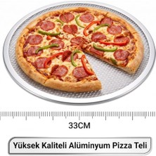 Alüminyum Pizza Pişirme Teli 33 cm - Çıtır Tabanlı Profesyonel Pizza Tepsisi, Delikli Yuvarlak Fırın Teli, Lavaş ve Pide Pişirme Izgarası