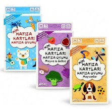 Ertürk Store Star 3'lü Mini Hafıza Kartları Oyunu Hayvanlar, Aile Oyunu, Meyve Sebze | Türkçe ve Ingilizce, 3 Yaş ve Üzeri, 54 Kart Her Sette, Eşleştirme Oyunu