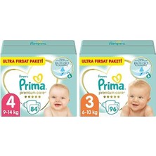 Bebek Bezi Premium Care 4 Beden 84 Adet Maxi Fırsat Paketi & Bebek Bezi Premium Care 3 Beden 96 Adet Ultra Fırsat Paketi