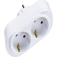 Golyat 2'li Priz, Topraklı, Ikili Priz Çoklayıcı, 16A 250V, 2p+2e, Çift Çıkışlı, Elektrik Priz Adaptörü, Ev, Ofis ve Atölye Için Pratik Priz Çoğaltıcı (Beyaz)