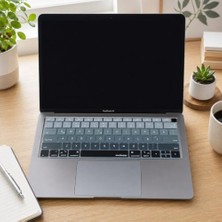 Türkçe Q Klavye Koruyucu MacBook Air 13 A1932 A2179 A2337 M1 Uyumlu, Us Amerikan Düz Enter Ansı, Türkçe Baskılı Silikon Keyboard Cover Siyah Gri