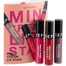Ruj, Mini Cream Lip Stain - 3'lü Bulaşmayan Kadife Bitişli Mini, Seti
