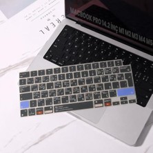 MacBook Pro 14.2 Inç M1 M2 M3 M4 M5 A2442 A2992 Uyumlu Türkçe Q Kısayollu Klavye Koruyucu Silikon