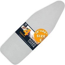 4 Katmanlı Ütü Masası Kılıfı, Ütü Masası Örtüsü, Ütü Masası Bezi, Silikon Kaplı Isı Dayanıklı 55X135 cm Gri Renk