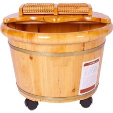Tekerlekli Ahşap Ayak Banyosu - Ahşap Ayak Banyosu Kovası, Tina Para Pedikür Küveti Ayak Spa Masajı, Ev Kalınlaşmak Ayak Soak Küvet …; Kapaklı Ahşap Ayak Havzası