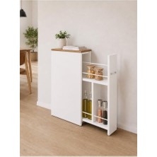 Yukon Çok Amaçlı Sürgülü Organizer Dolap, Beyaz Çam, 20X60X70 Cm, Banyo ve Mutfak Için