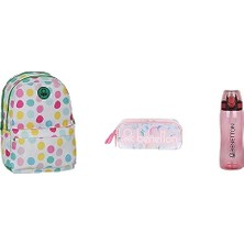 Benetton Kız Çocuk Okul Çantası 70322 + Kalemlik 70207 + 700 ml Su Matarası Seti – Su Geçirmez, Laptop Bölmeli, Ergonomik Tasarım