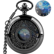 Vincent Van Gogh "yıldızlı Gece" Temalı Antik Oyma Detaylı Sanatsal Köstekli Cep Saati Kolye
