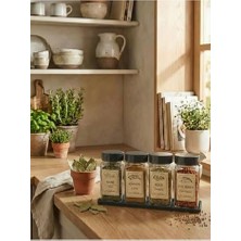 Kare Baharatlık Seti, Cam, Antrasit, 140 Ml, 4'lü Set Standlı
