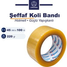İpsan Şeffaf Koli Bandı 45 mm x 100 Metre Hotmelt Güçlü Yapışkanlı