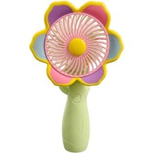 El Fanı, Mini, USB Şarjlı Type-C Bağlantılı 3 Kademeli Taşınabilir Elektrikli Fan Masaüstü ve El Tipi Kullanım Renk Serinletici Fan Yeşil Pembe Sarı Çiçek