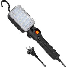 Lamba, 220V Seyyar 10 Metre Fişli Kablolu 25 Led’li On/off Anahtarlı Sabitlemek Için Askı Kancalı ve Mıknatıslı LED Çalışma ve Aydınlatma Lambası (26X5.6X5 Cm)