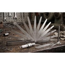 Hassas Sentil Çakısı 20 Yapraklı 0.05-1.00 mm x 100 Mm, Paslanmaz Çelik Subap, Buji ve Mekanik Boşluk Ölçer Sente Çakısı Seti