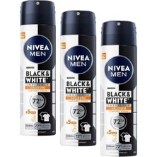 Marmara Avm Erkek Sprey Deodorant Black&white Invisible Güçlü Etki 150 Ml, 72SAAT Anti Perspirant Koruma, Kıyafetlerde Leke Karşıtı (3 Paketi)