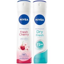 Marmara Avm Kadın Sprey Deodorant Cherry Fresh 150 Ml, 48 Saat Anti-Perspirant Koruma ve Kadın Sprey Deodorant Dry Fresh, 48 Saat Anti-Perspirant Koruma (150 Ml)