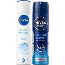 Marmara Avm Men Erkek Sprey Deodorant Fresh Active 150 ml + Kadın Sprey Deodorant Fresh Natural 150 ml