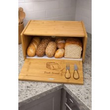 Marmara Avm Bambu Ekmek Kutusu, Doğal Bambu Malzeme, Sürgülü Kapak, Kesim Panolu Dekoratif Tasarım, 40X25X15 Cm, Dikdörtgen