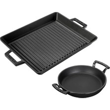 Marmara Avm Döküm Izgara Tava 26X32 & 20 cm Sahan Set - Gerçek Izgara Lezzeti Evde