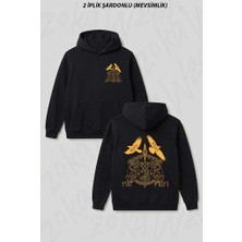 Zoka Wear Norse Mythology Spear Of Odin Gungnir Runes Geri Freki Huginn Muninn Ön Arka Baskılı Kapüşonlu Sweatshirt