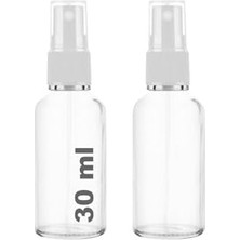 Odea 30 ml Kapaklı Beyaz Sprey Şeffaf 30 cc Fısfıs Kolonya Dezenfektan Şeffaf Cam Şişe 2 Adet (Şeffaf Şişe | Beyaz Sprey, 30 Ml)