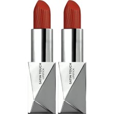 Kadıoğlu Ticaret Yarı Mat Ruj, Uzun Süre Kalıcı Nemlendirici Pürüzsüz Etkili, Satin Touch Lipstick 824 Brick Red (2 Paketi)