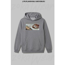 Zoka Wear Michelangelo The Creation Of Adam Ön Baskılı Kapüşonlu Sweatshirt