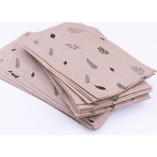 Kadıoğlu Ticaret Karışık Yaprak Desenli Kese Kağıdı, Kraft Üzeri Siyah 11X20-100 Adet