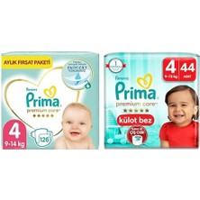 Trendexa Bebek Bezi Premium Care 4 Beden 126 Adet Maxi Aylık Fırsat Paketi & Bebek Bezi Premium Care Külot Bez 4 Numara 44 Adet Ikiz Paket