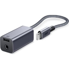 Trendexa Kulaklık Adaptörü, USB C — 2'si 1 Arada 3,5 mm Ses Jakı Adaptörü, Hızlı Şarj Pd'li Taşınabilir Tasarım, Galaxy S22/S22+/S22U, iPad Air5/mini 6/pro 12.9 ve Daha Fazlası ile Uyumlu, Gri