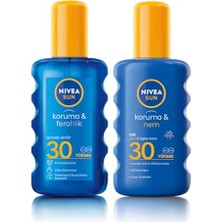 Trendexa Sun Spf 30 Koruma & Ferahlık Transparan, Suya Dayanıklı, Güneş Spreyi (200 Ml) ve Sun Spf 30 Koruma & Nem Güneş Spreyi, Suya Dayanıklı Nemlendirici Güneş Kremi (200 Ml)