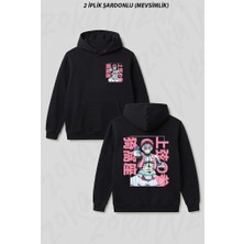 Zoka Wear Demon Slayer Akaza Ozel Tasarim Ön Arka Baskılı Kapüşonlu Sweatshirt