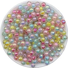 Trendexa 8 mm Janjanlı Içi Boncuklu Karışık Renkli Akrilik Boncuk, 25 G, (25 G, Ort 50-60 Adet)