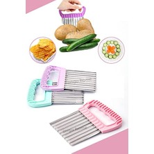 Trendexa Safestore 2'li Cips Patates Doğrayıcı Şekilli Kesici Çelik Patates Meyve ve Sebze Doğrama Bıçağı