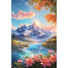 Trendexa Renkli Baskılı Sayılarla Boyama Hobi Seti (Çerçeveli) 50X65 Cm: Gün Doğumu