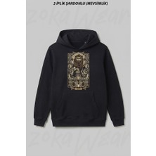 Zoka Wear Aslan Burcu Leo Astoloji Gotik Burc Ön Baskılı Kapüşonlu Sweatshirt