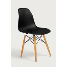 Trendexa Design Sandalye, Natural Ahşap Ayaklı (Siyah)