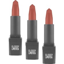 Trendexa Ruj, Uzun Süre Kalıcı Yoğun Renk Veren Nemlendirici Parlak, Glossy Lipstick 308 Terracotta Nude (3 Paketi)