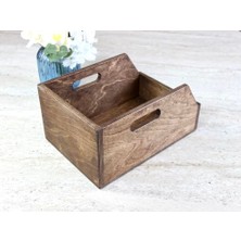 Trendexa Organizer Ahşap Sandık Kutu 7" (7 Inç) Plak Için Uygun Boyut (Koyu Ceviz)