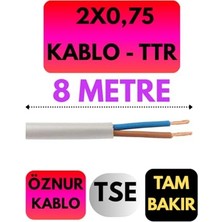 Trendexa Öznur 2x0,75 Ttr Kablo, 8 Metre, Beyaz