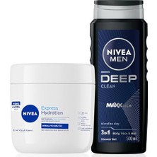 Trendexa Yoğun Nemlendirici El & Vücut Bakım Kremi 400 Ml, Normal/kuru Ciltler 48 Saat Nemlendirme + Men Erkek Deep Dimension Duş Jeli 500 ml