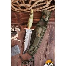 Trendexa Outdoor Piknik Kamp Bıçağı Bıçak Çakısı Mutfak Şef Bıçak Kılıflı El Yapımı (KMDLZ01)