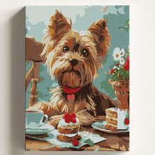 Trendexa Sayılarla Boyama Tuval Hobi Seti, Süs Köpeği Pasta 1 Temalı Fırça ve Boya Dahil Set (Çıtalı) 40X50 Cm, Kendin Yap Sayılarla Tuval Boya Kiti (Kasnaklı)