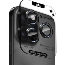 Trendexa iPhone 15 Pro; 15 Pro Max ile Uyumlu Orijinal Safir Cam (%99.9 Saflıkta Gerçek Safir) Cihazın Kendi Lensleri ile Aynı Materyal Lens Koruyucu Kamera Camı (Siyah)