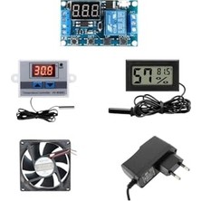 Trendexa Kuluçka Makinesi Seti, W3001 Termostat 220V, Isı Nem Ölçer, 12V Adaptör, 80X80 12V Fan, 5 Parça
