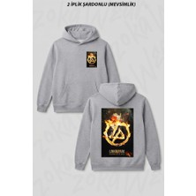 Zoka Wear Linkin Park Baskili Siya5 Ön Arka Baskılı Kapüşonlu Sweatshirt