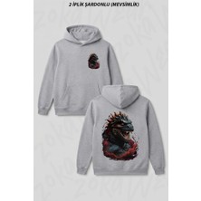 Zoka Wear The Intense Roar Of The Dark Titan Godzilla Ön Arka Baskılı Kapüşonlu Sweatshirt